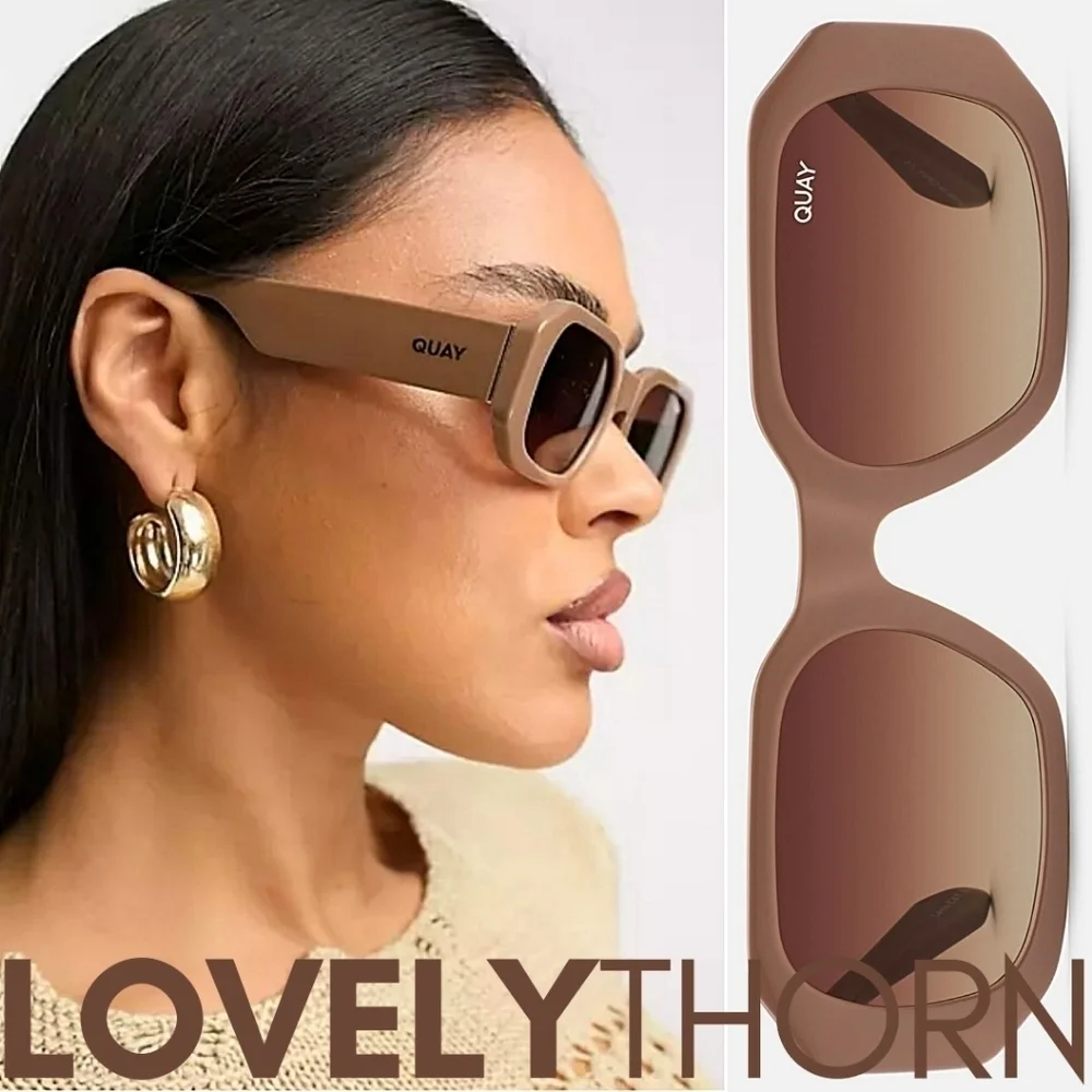 QUAY // ltd ed retro-chic 80's geo-injection oat tan frames brown lenses